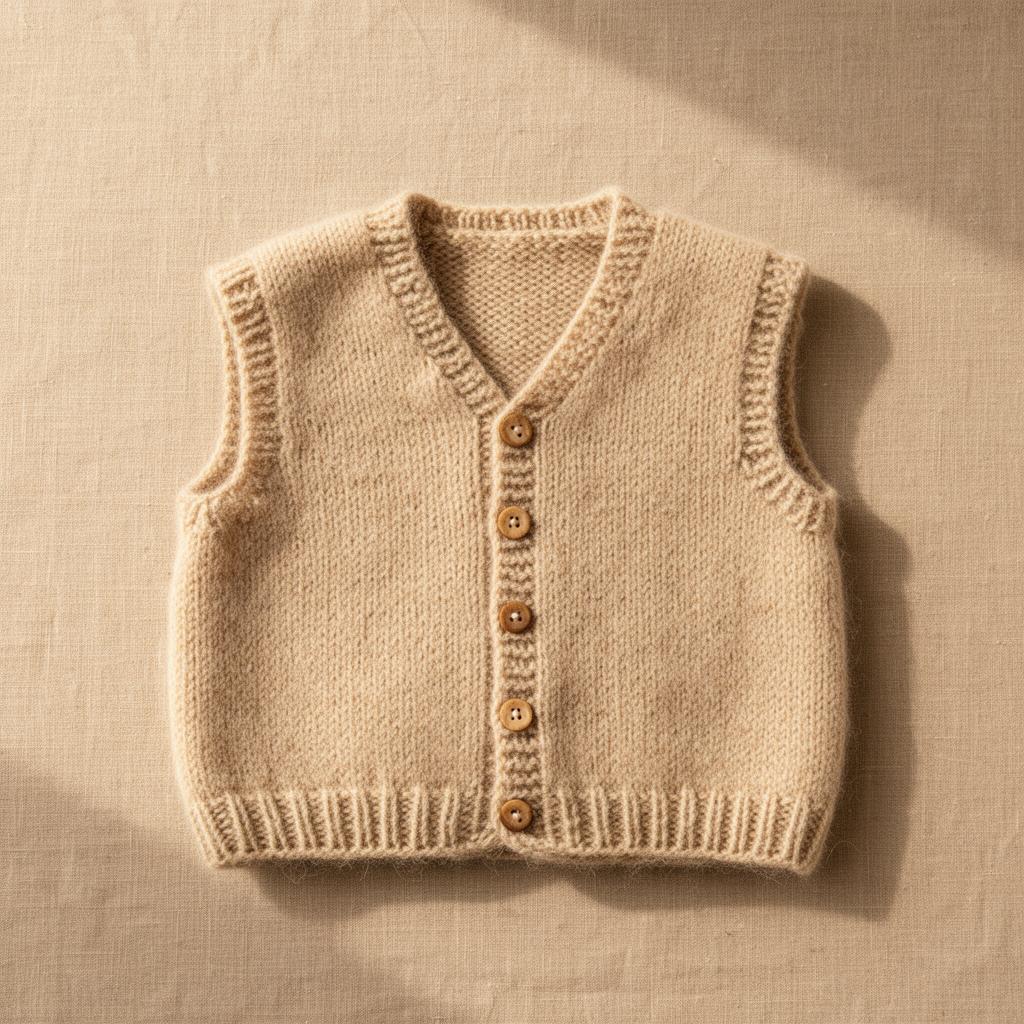 Handgestrickte Weste aus Alpakawolle